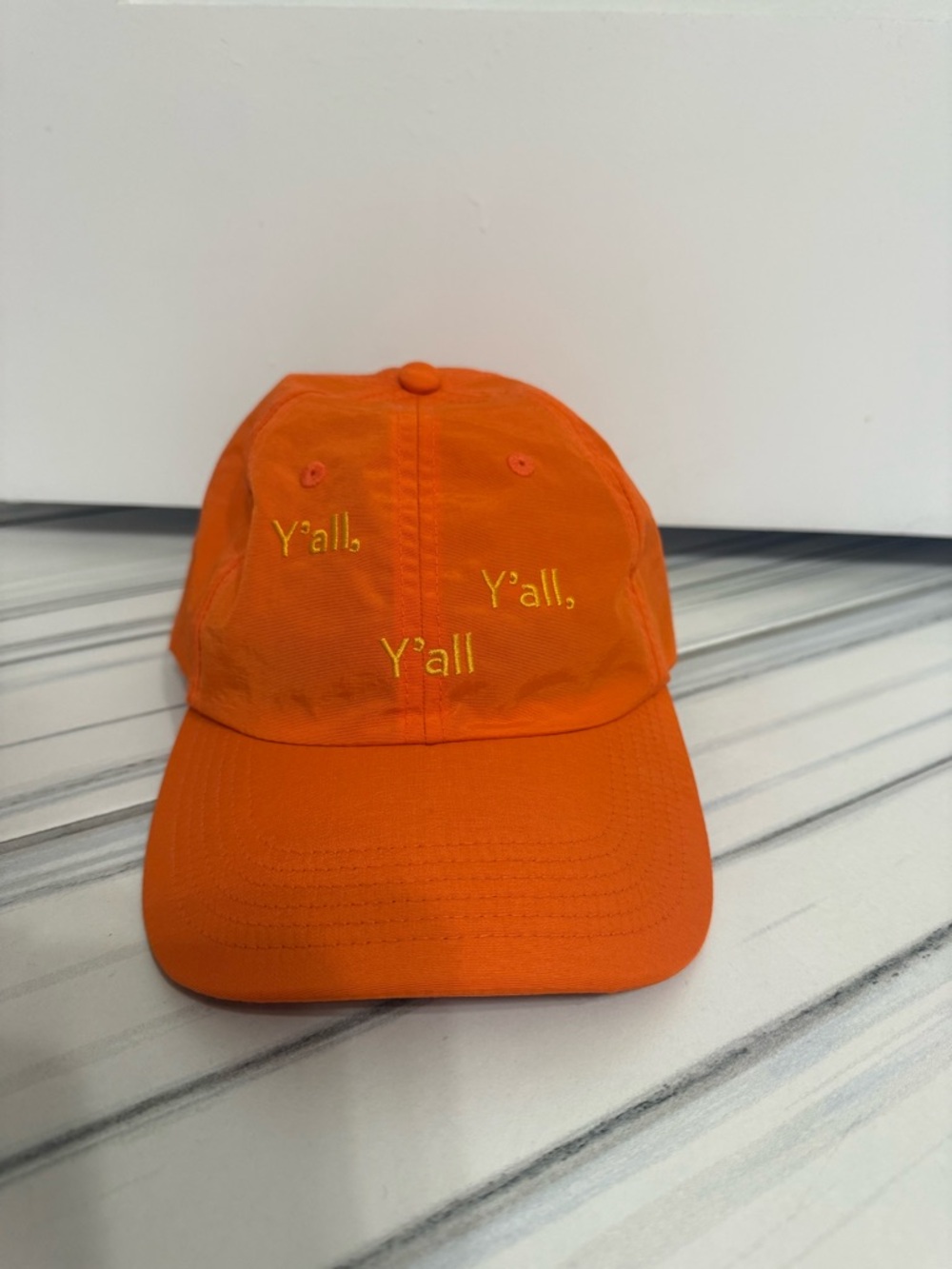 Outdoor Voices Orange 'Y'all' Embroidered Baseball Cap - adjustable Velcro strap